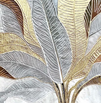  detalle Lienzo - Detalle de decoración de pared en pan de oro y plata.